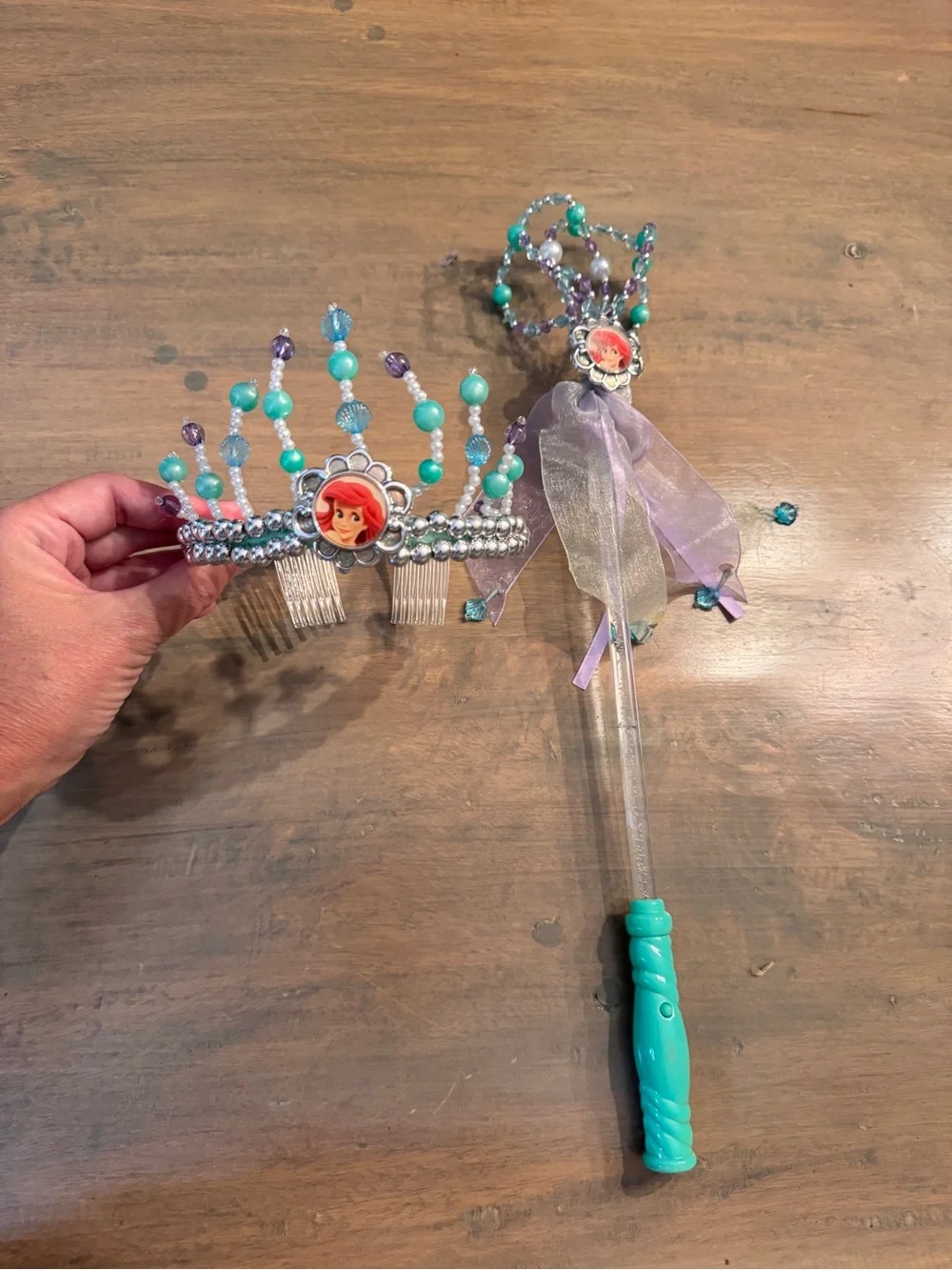 Disney Teal & Purple Princess Tiara and Wand Set